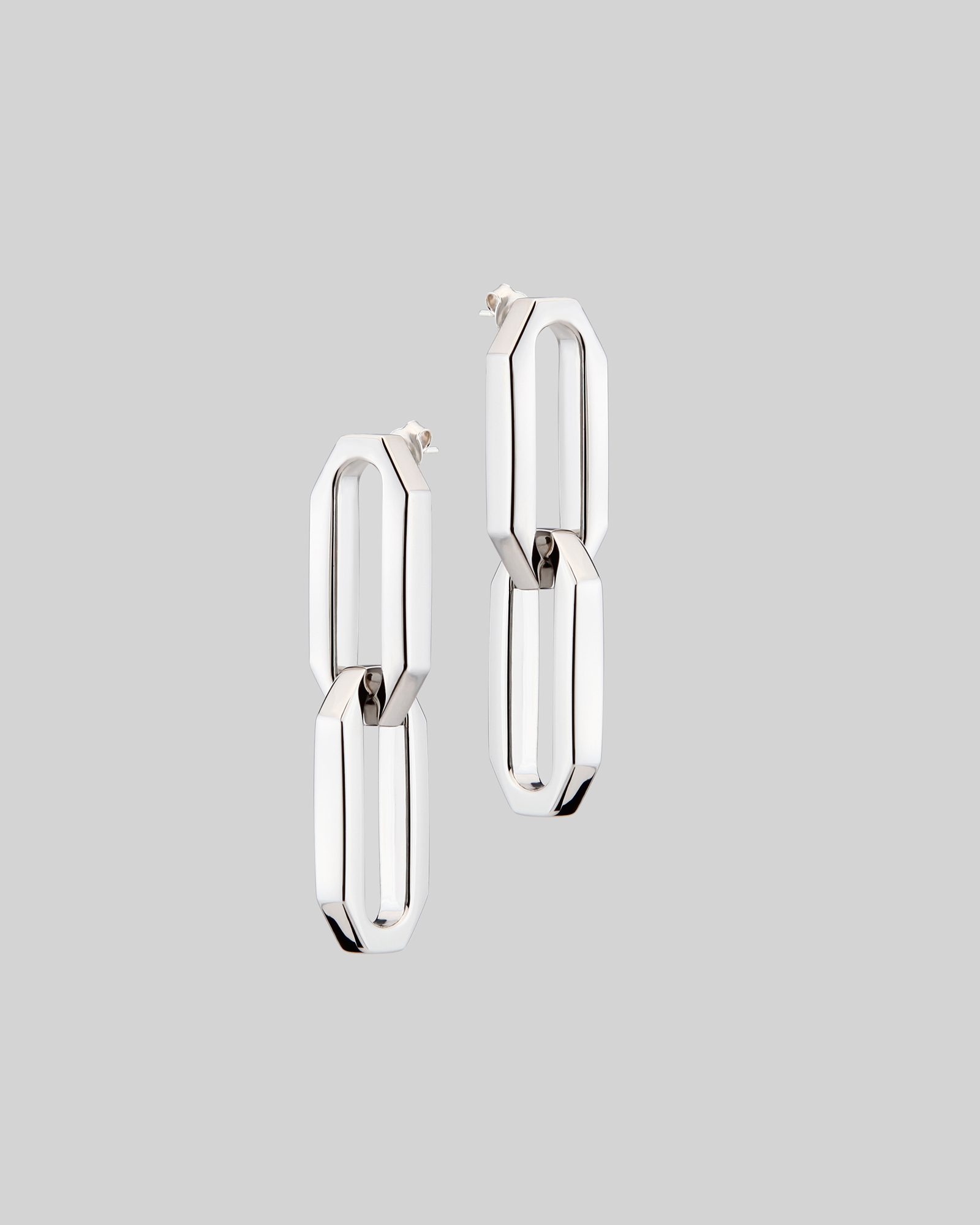 сережки з ланок срібний колір